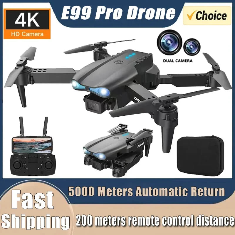 New E99 RC Drone 4K Professional Wide Angle Dual HD Camera 5G WIFI FPV Foldable Height Hold RC Helicopter