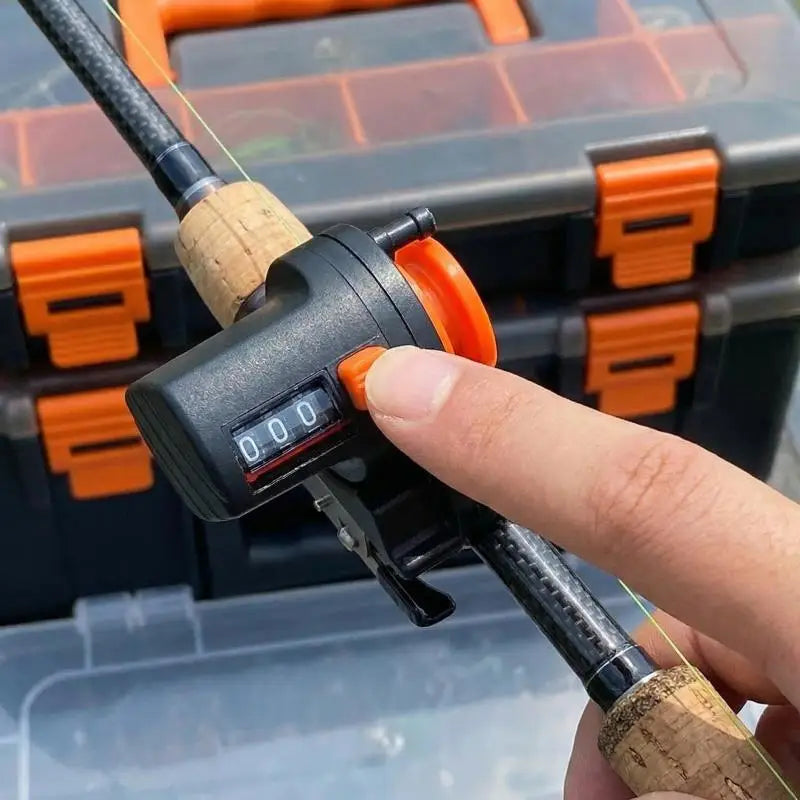 contador de linha de pesca com braçadeira para vara, 0–999 m