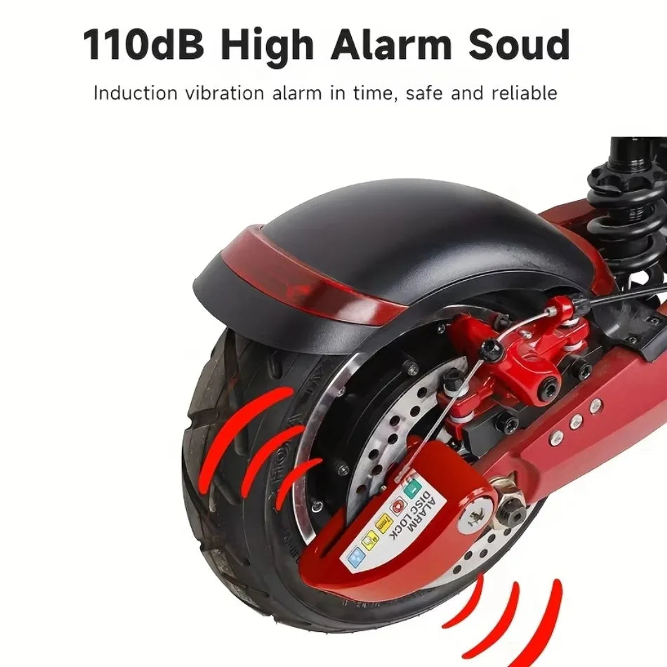 Candado de disco de alarma con línea de recordatorio, motocicleta, scooter, bicicleta, aleación de aluminio, candado de seguridad antirrobo, protección antirrobo, candado de disco con cable de acero