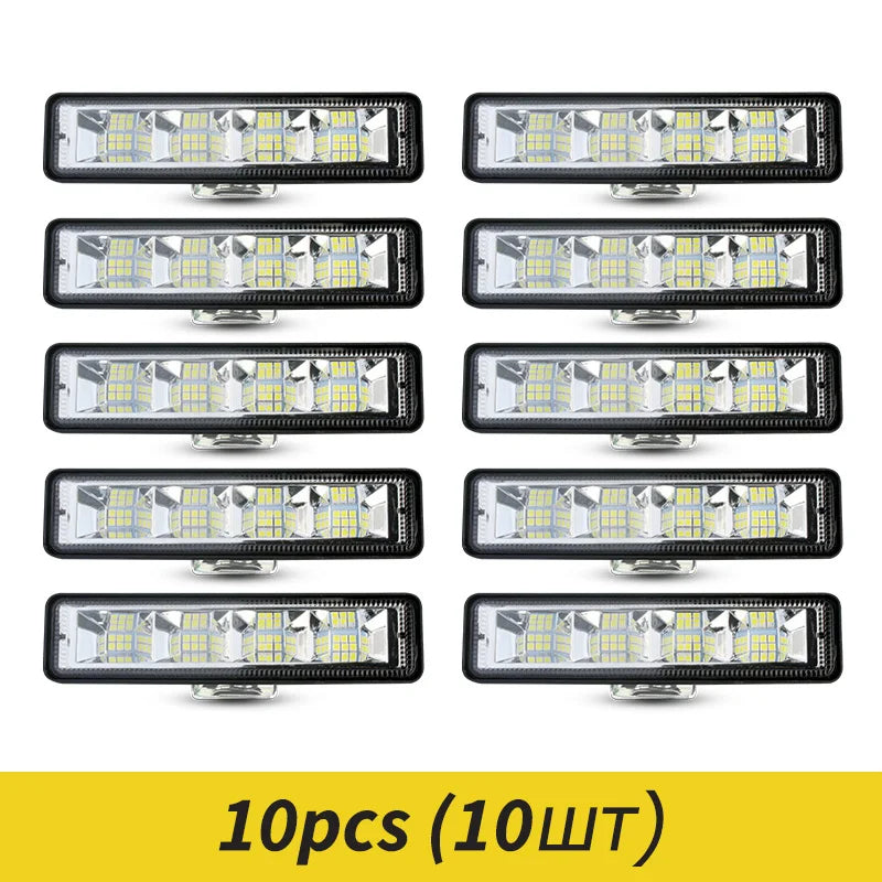 Luz de Trabalho para Carro 72W Barra LED 4x4 Barra de Trabalho com 24 LEDs para Offroad SUV ATV Trator Barco Caminhões Escavadora 12V 24V Feixe Combinado LED