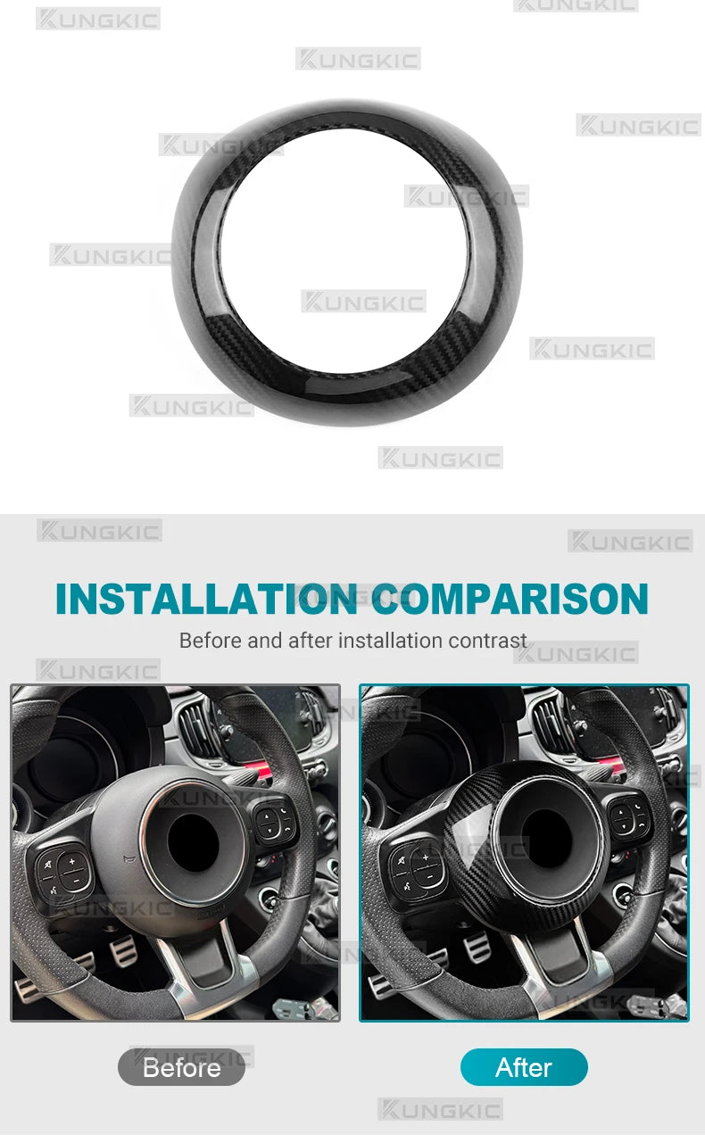 Carbon Fiber Steering Wheel Bottom Sticker for Fiat 500 Abarth