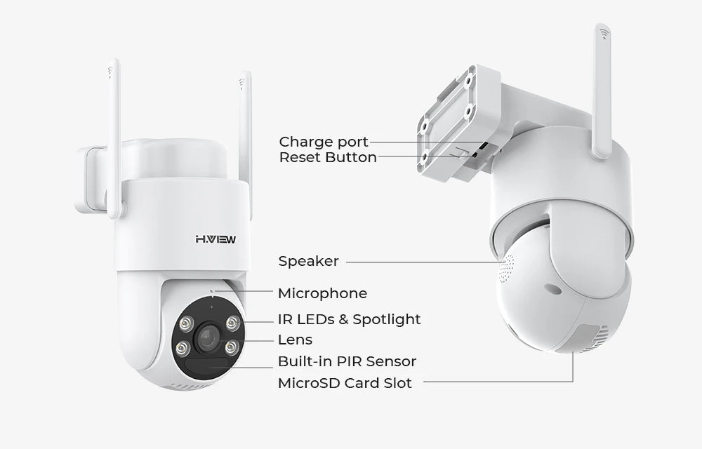 Wireless 3MP Solar Security Camera with PTZ, Color Night Vision
