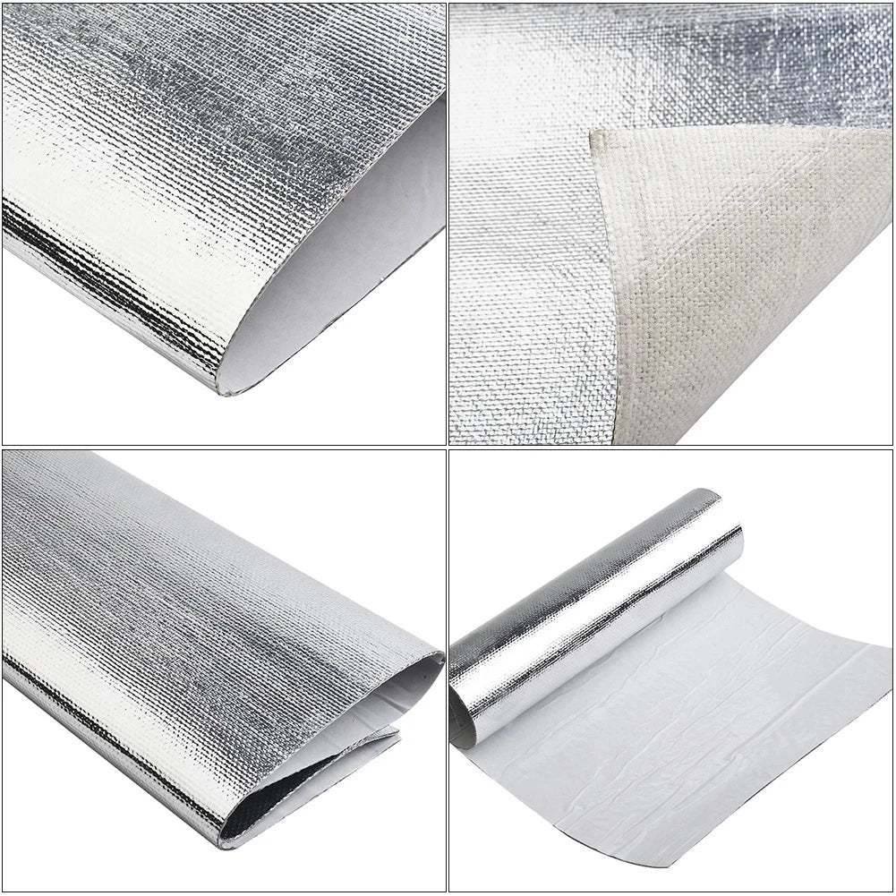 60/100/150cm Car Heat Protect Film Insulation Mat Self-adhesive Aluminum Foil Paper High Temperature Cloth Vinyl Fiberglass Film