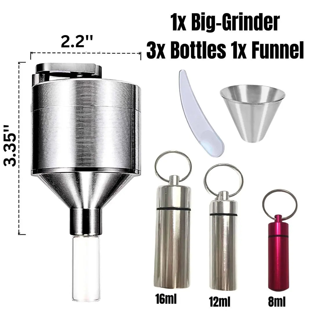 Manual Spice Grinder Set with Funnel and Vials