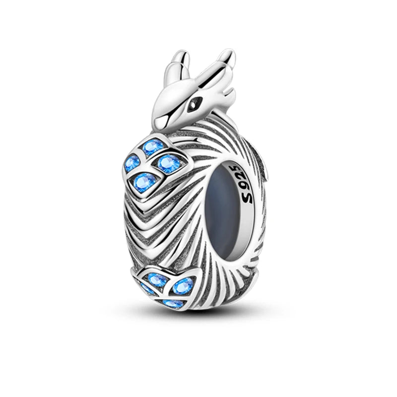 100% 925 Sterling Silver Rainbow Zircon Colorful Butterfly Dragon Shaped Silicone Stopper Charms Beads Fit DIY Bracelets Jewelry