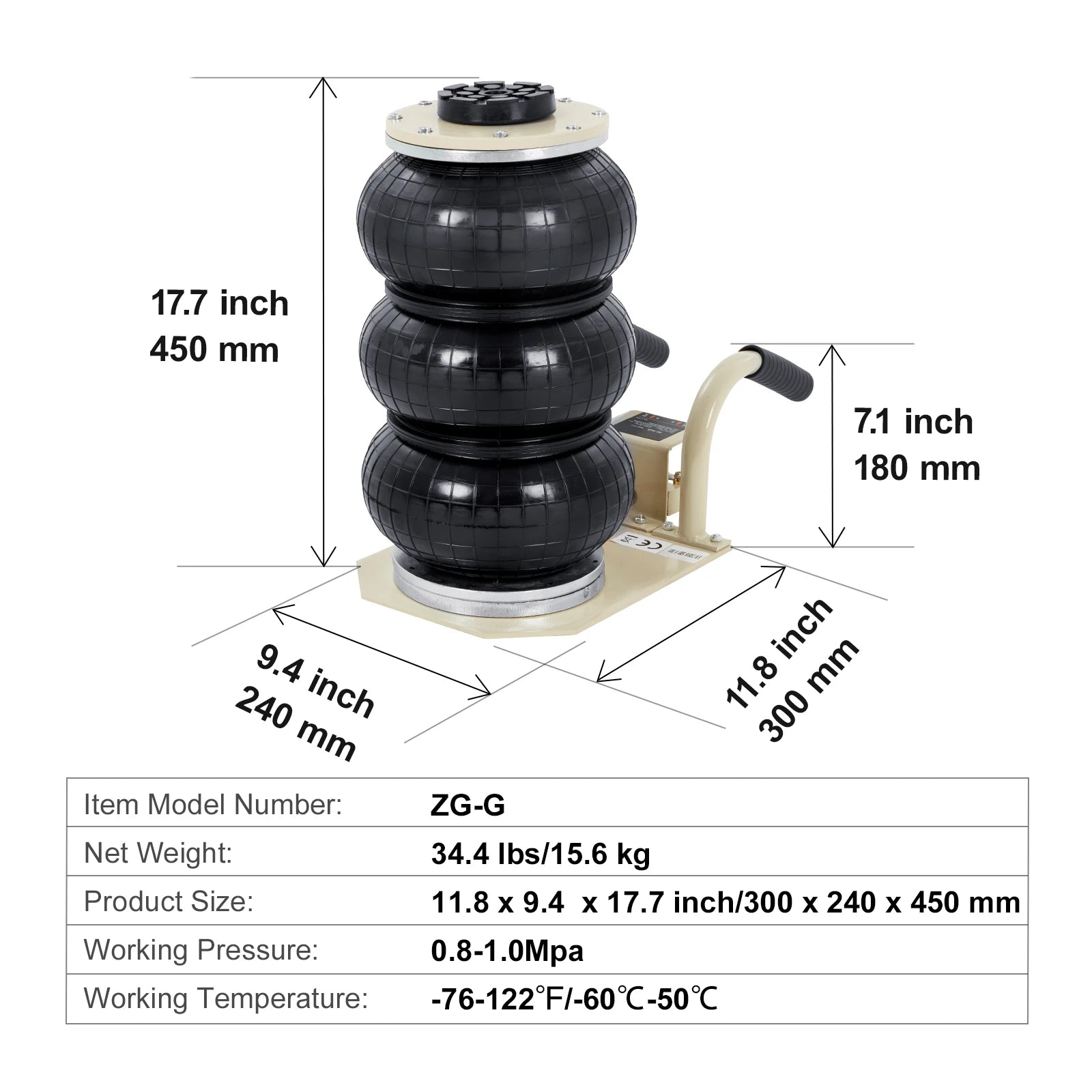 3 Ton Triple Bag Air Jack – Fast 5-Second Pneumatic Car Lift