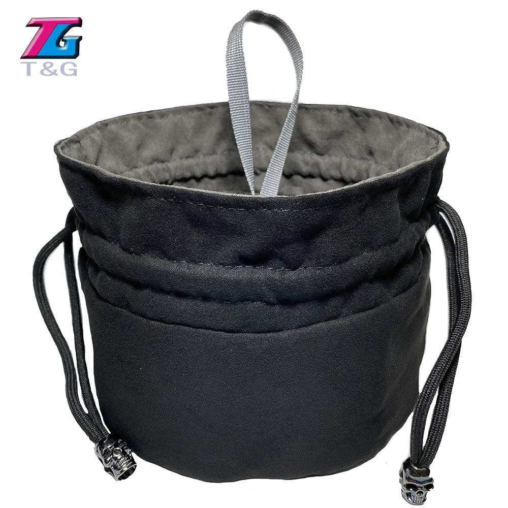Large Dice Bag with Eight Pockets and Drawstring, 15 x 13 cm