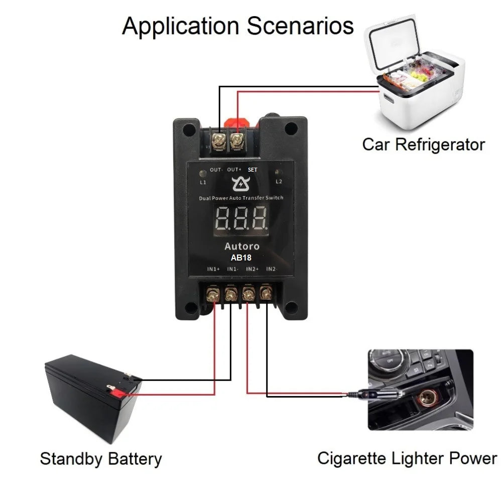 AB18 12-60V DC Automatic Transfer Switch