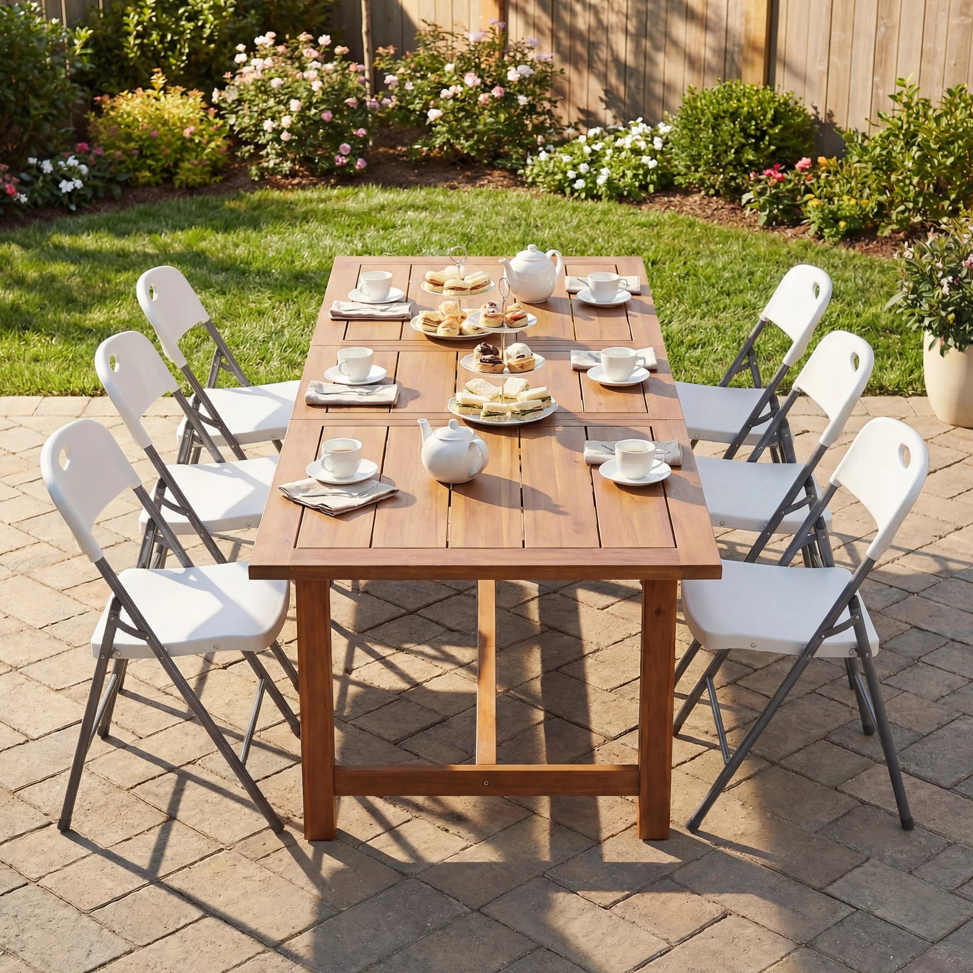 Stackable Folding Chairs Set with Padded Seat & Metal Frame