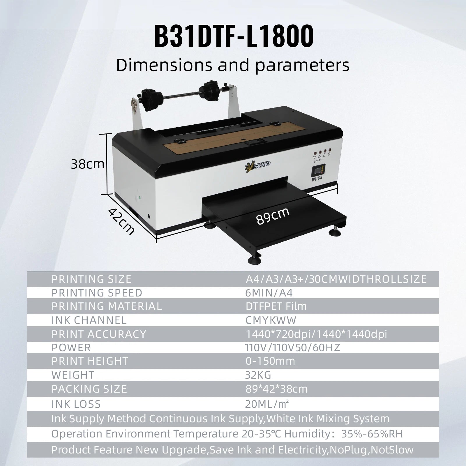 Sada tiskárny A3 DTF TX800 XP600 L1800 pro přenos vysoce kvalitní fólie