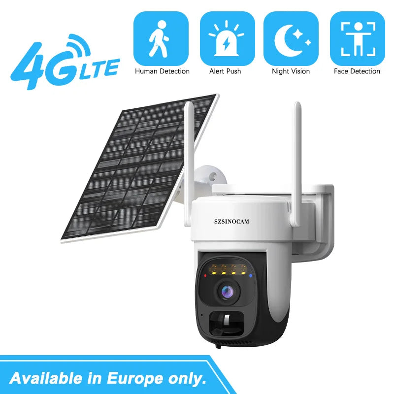 4G Solar-Powered 3MP Outdoor Security Camera with Color Night Vision