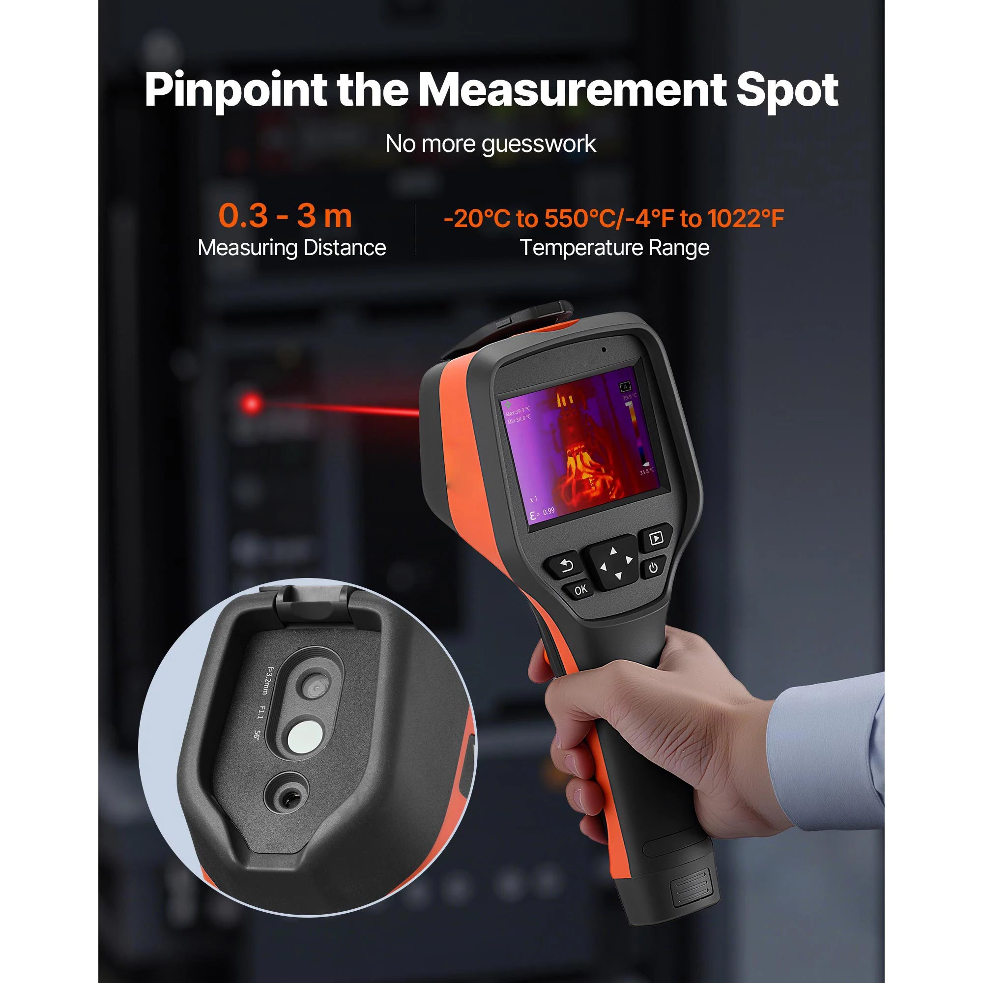 Handheld Thermal Camera 256x192 IR 2MP Visual 25Hz Imager