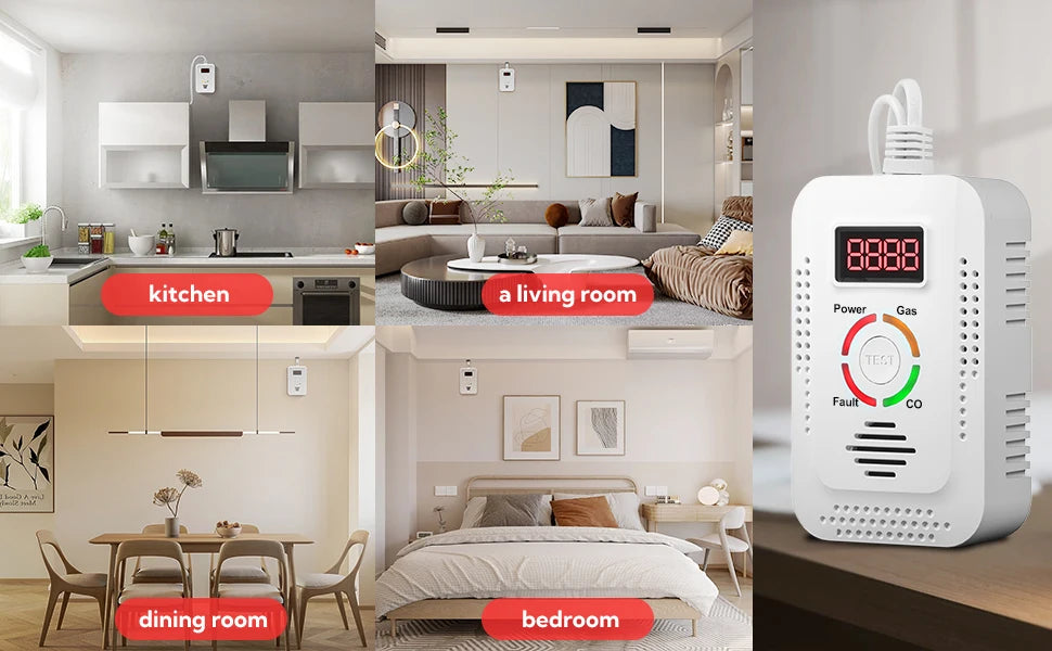 2 in1 Natural Gas Detector And Carbon Monoxide CO Detector, Combustible Gas Leak Detector Monitor For Co, Lng, Lpg, Methane