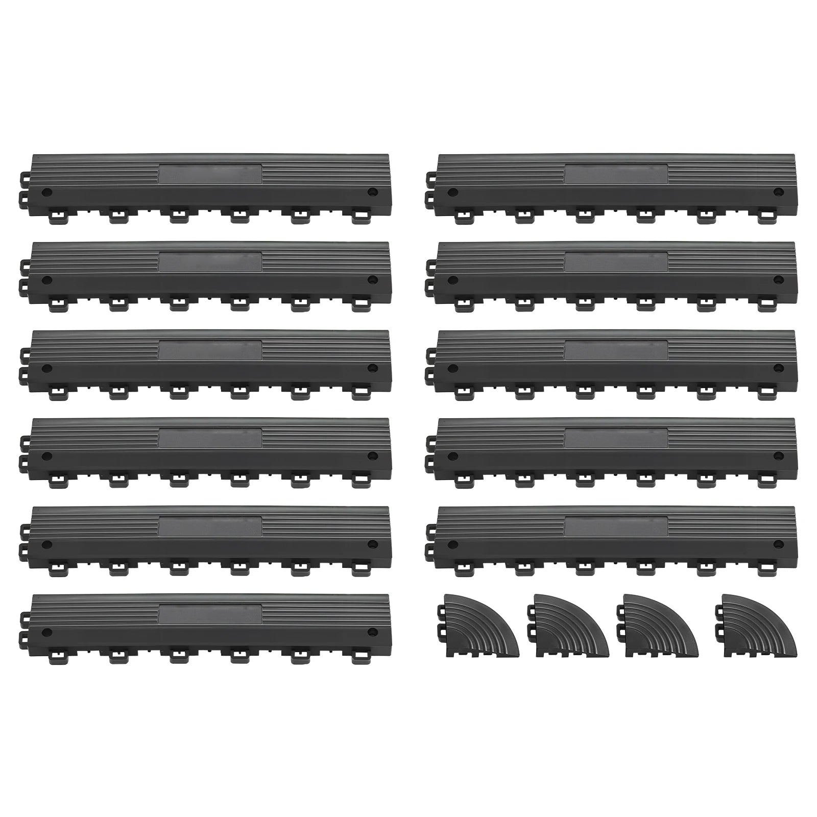 SucceBuy 11PCS Transition Edge Kit Durable PP Easy Installation for Wet Area Restaurant Only Compatible with Drainage Mats Black