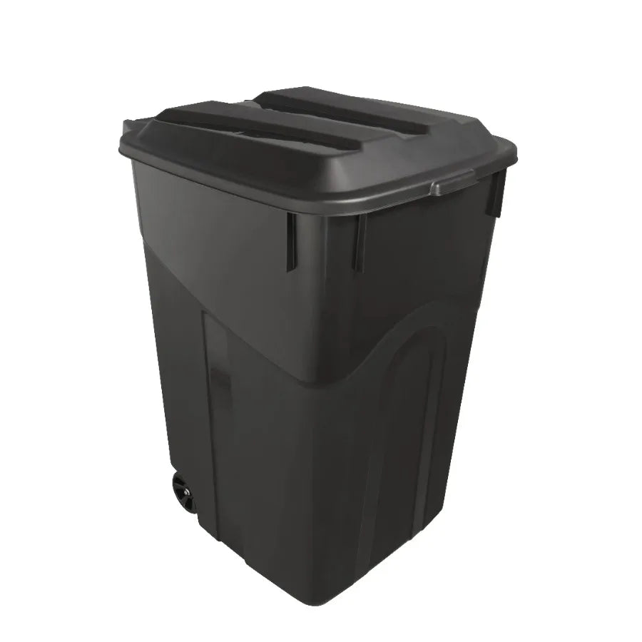2 Pack 45 Gallon Wheeled Garbage Cans with Attached Lid