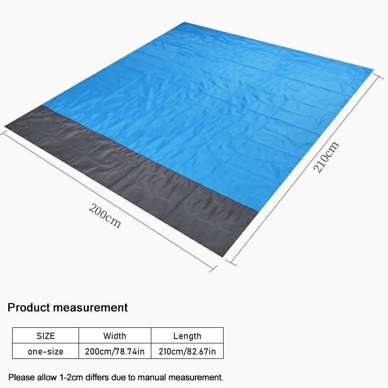 Manta impermeable para picnic de bolsillo de 200x210 cm, manta para playa sin arena, para camping, picnic al aire libre, cubierta plegable para tienda, ropa de cama