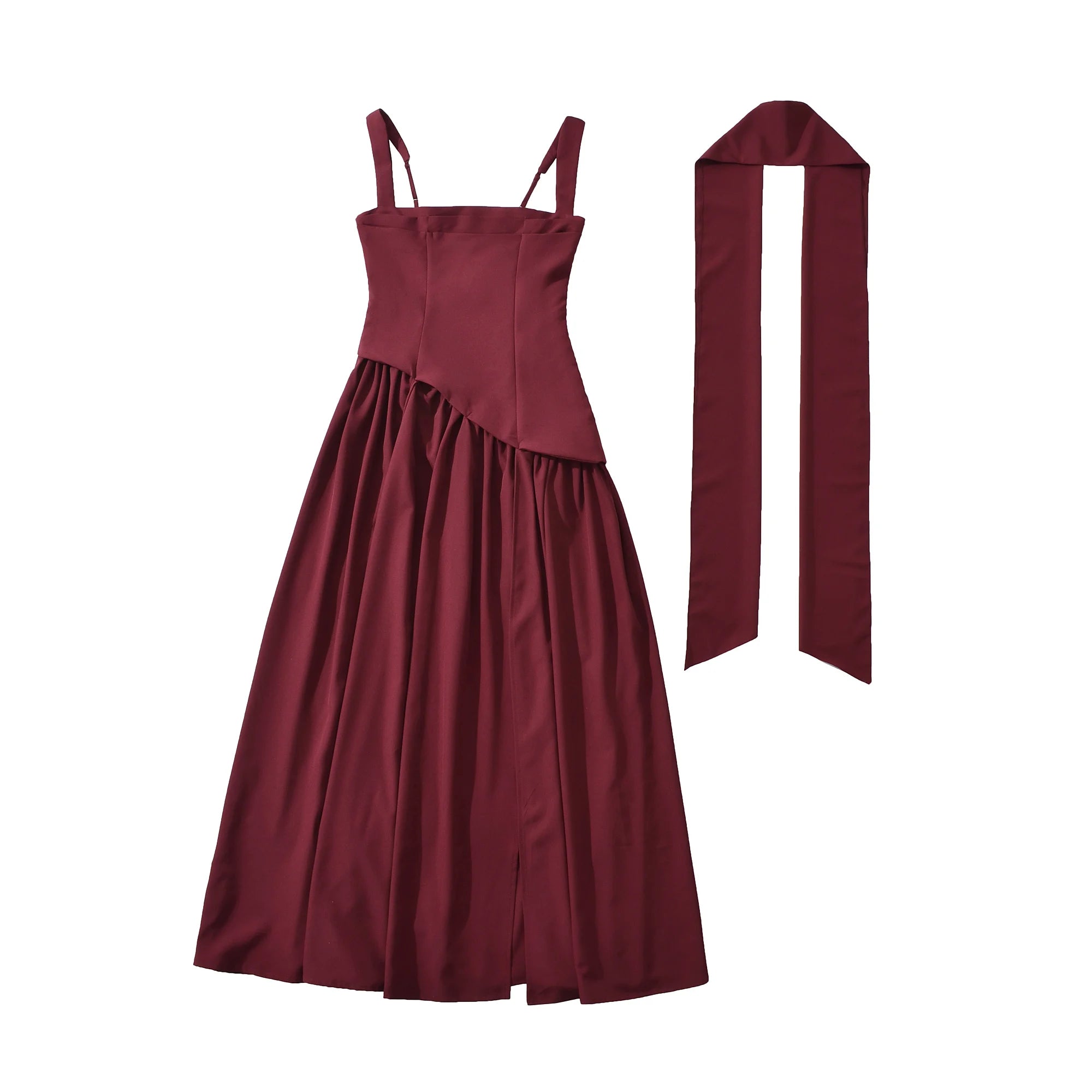Sexy High Slit Midi Dress with Strapless A-Line Silhouette
