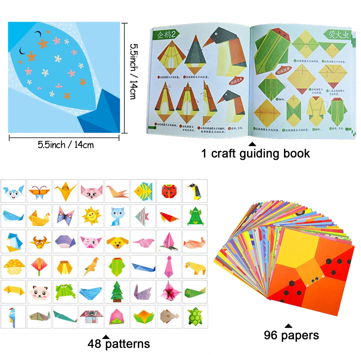 Set de origami pentru hârtie, 30 sau 96 de foi