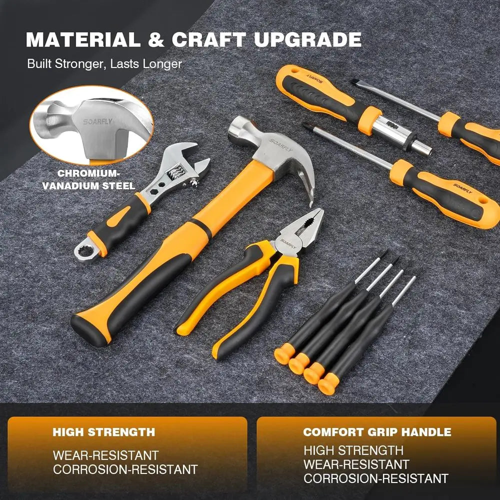 180-Piece Tool Kit with 8V Cordless Drill for Home Repairs