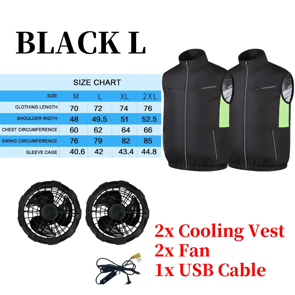 Cooling Vest Ice Fan Vest Heat Resistant for Summer Camping Fishing Hot Weather Work Fishing Vest Hiking Air-conditioned Clothes