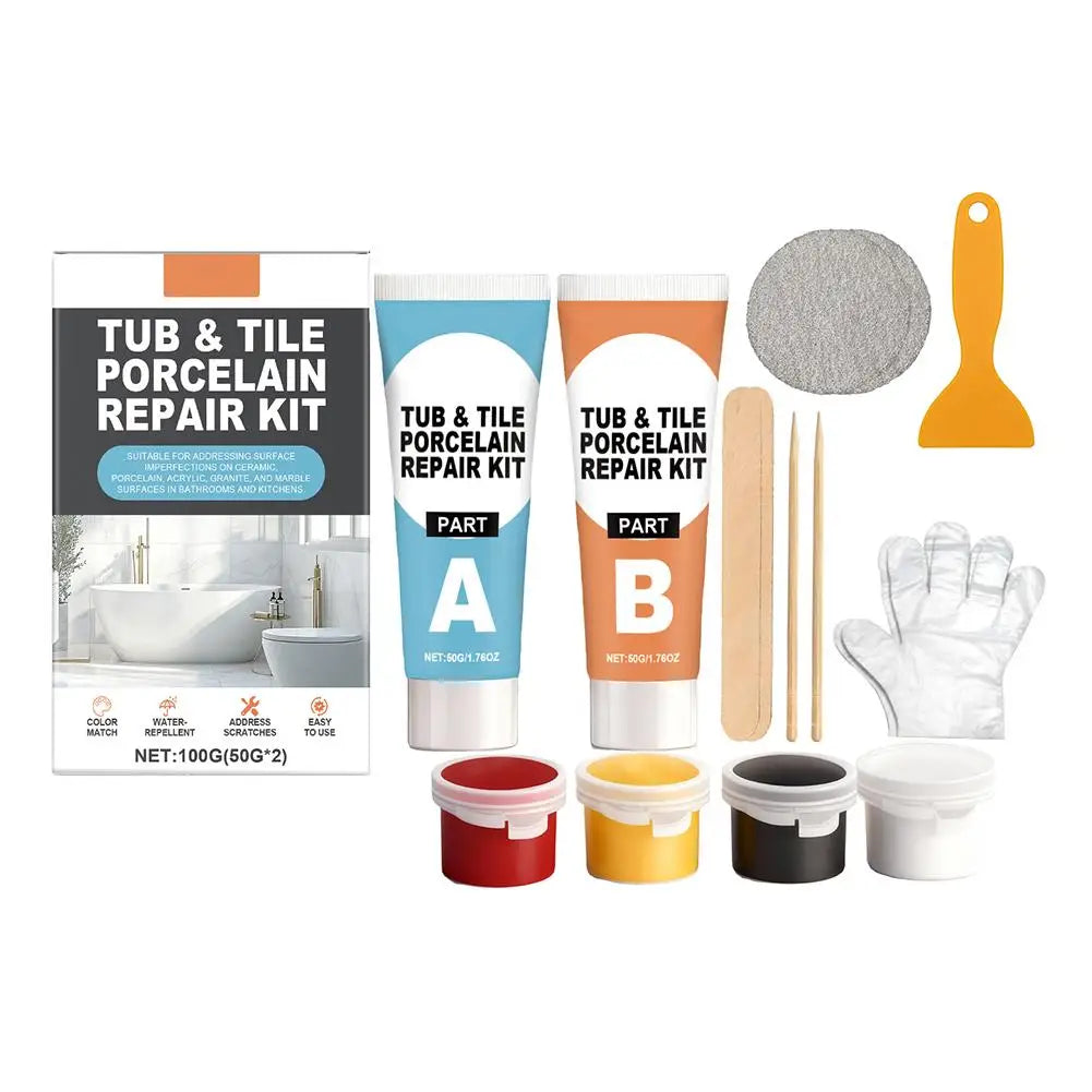 Tile Repair Agent Kit Paste Tile Ceramic Porcelain Repair Marble Floor Toilet Washbasin Crack Damage Break Fracture Caulk Repair