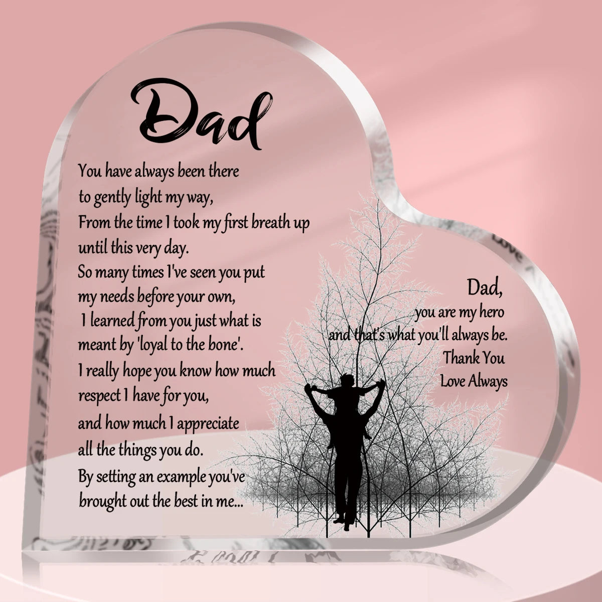 1-3PCS Heart Shape Acrylic Plaque za tatu rođendan Dan očeva zahvalna izreka blagoslovljena želja memorijalni suvenir poklon Hvala ti tata