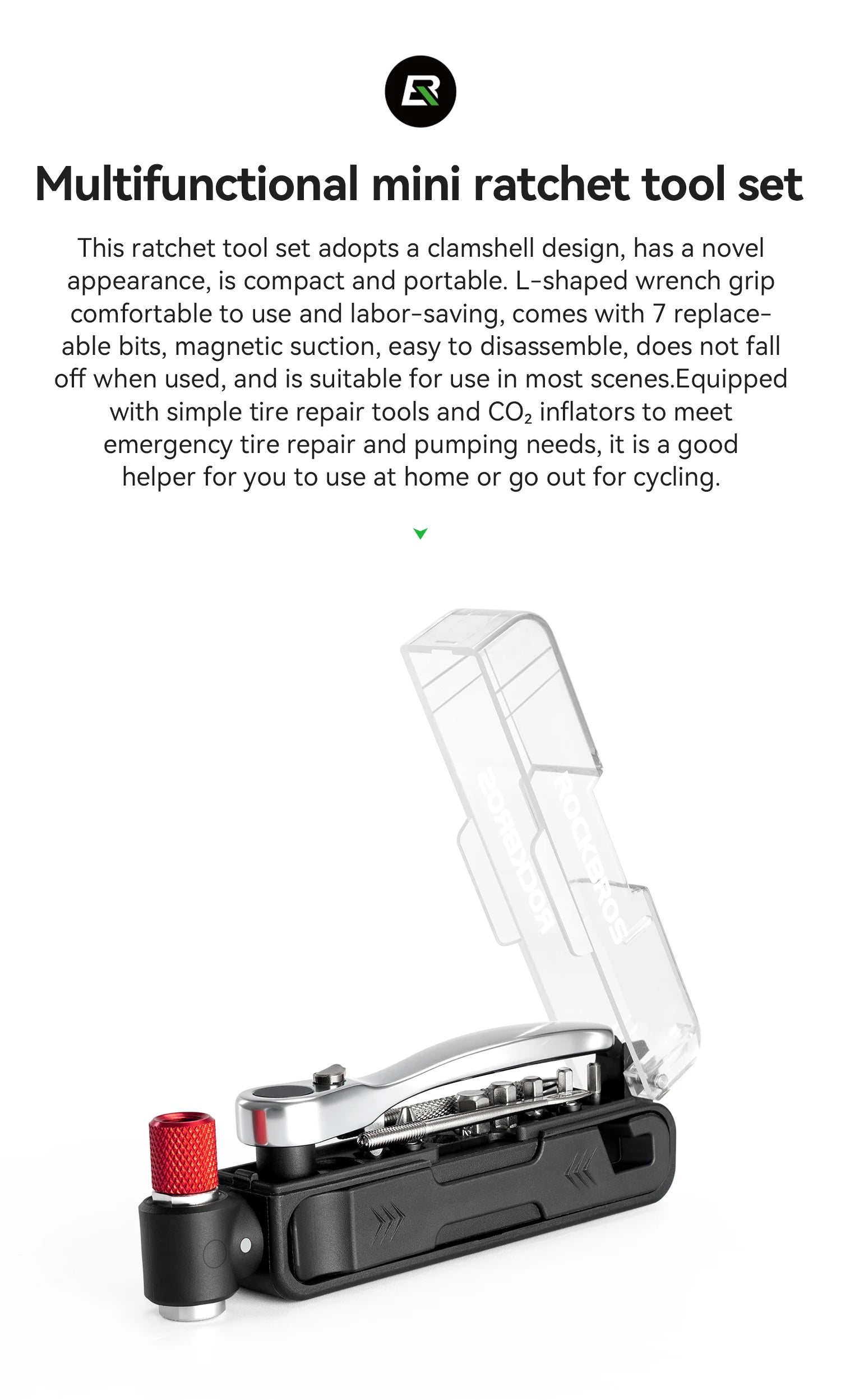 Trousse d’outils de réparation vélo avec clé à cliquet et leviers de pneu