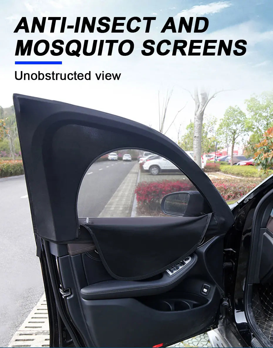 SEMETAL Car Window Shade Side Window Sun Shade Breathable Mesh With Zipper Car Window Screen Covers Universal Fit for Mos Cars