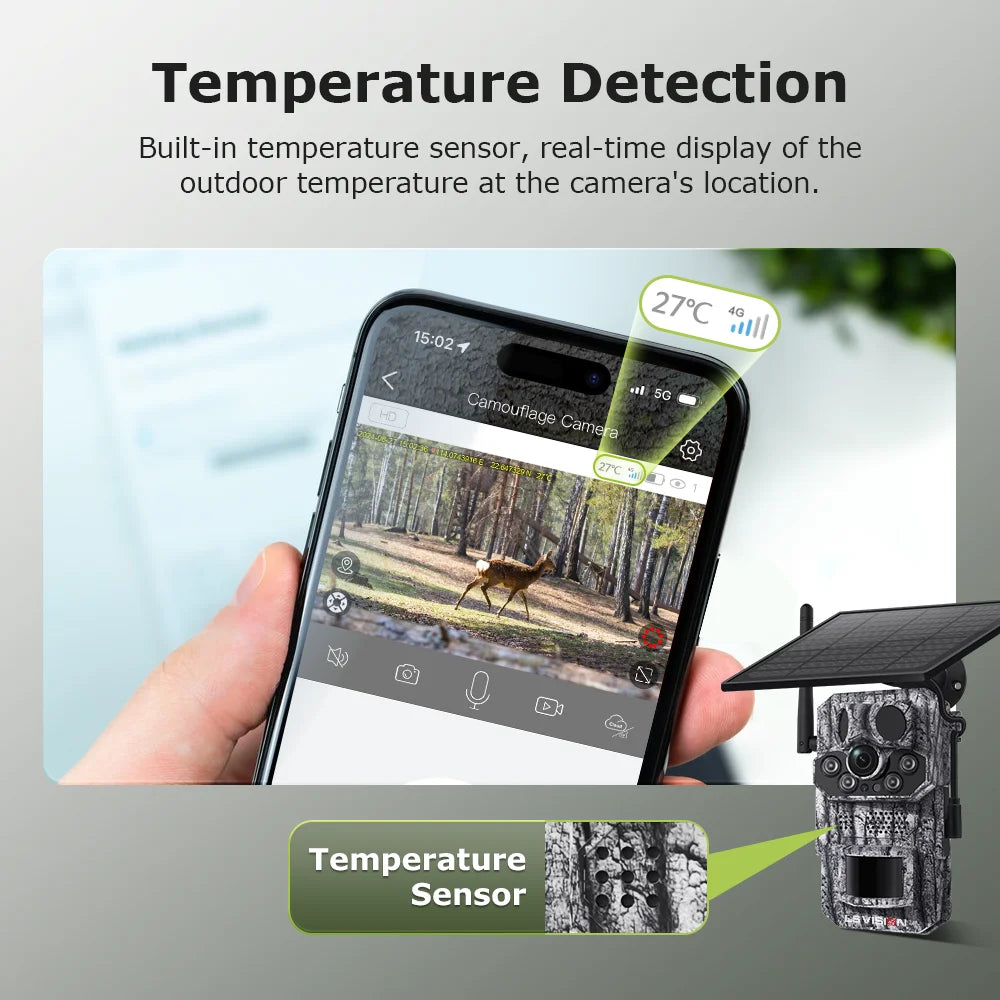 5MP 4G Solar Trail Camera with GPS, 3 PIR Sensors, 125° Detection, 0.2s Trigger, 940nm IR, IP66 Waterproof