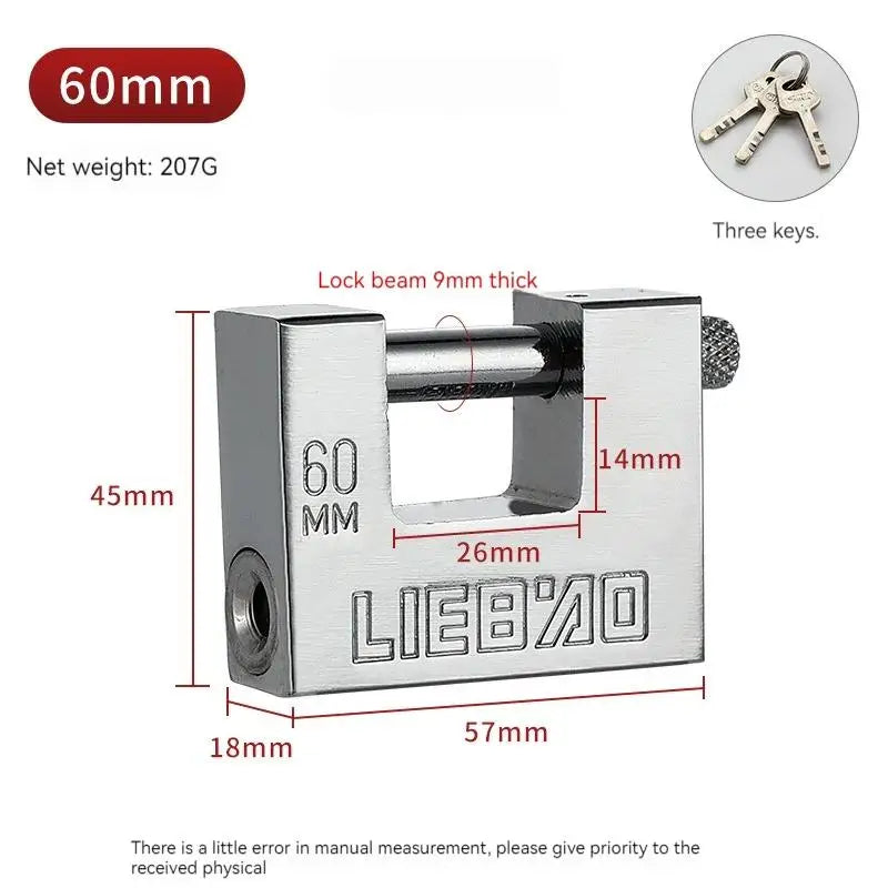 Rectangular Horizontal-Opening Padlock