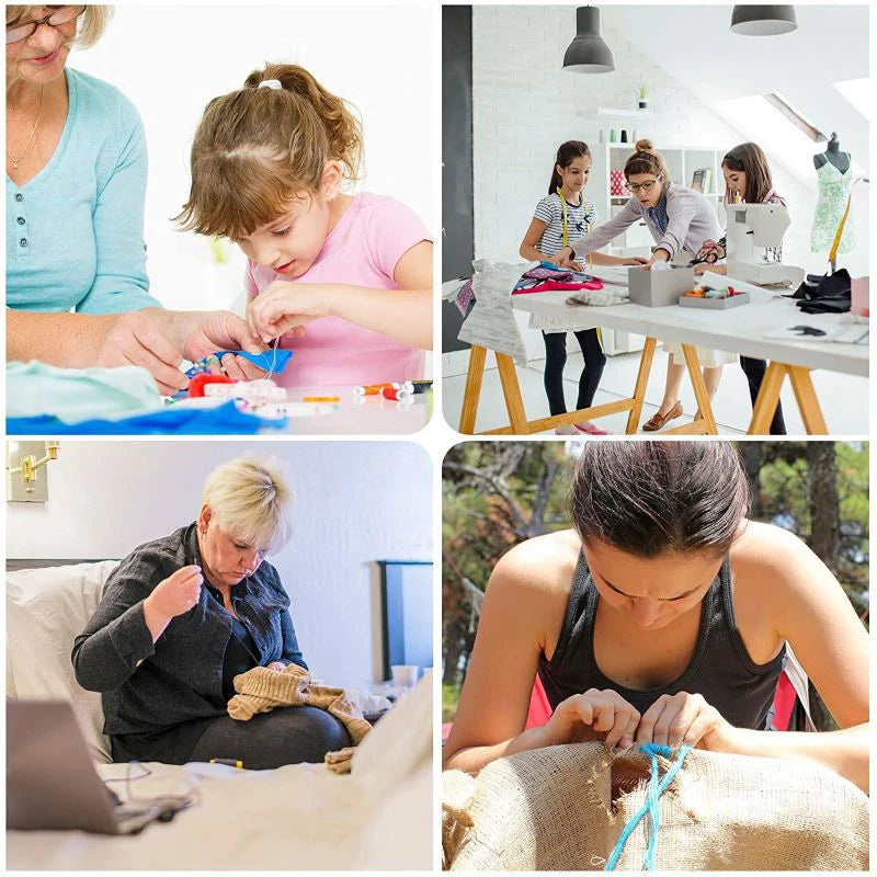 Kit de costura compacto y portátil para principiantes y profesionales, incluye agujas, hilo, tijeras y otros accesorios esenciales