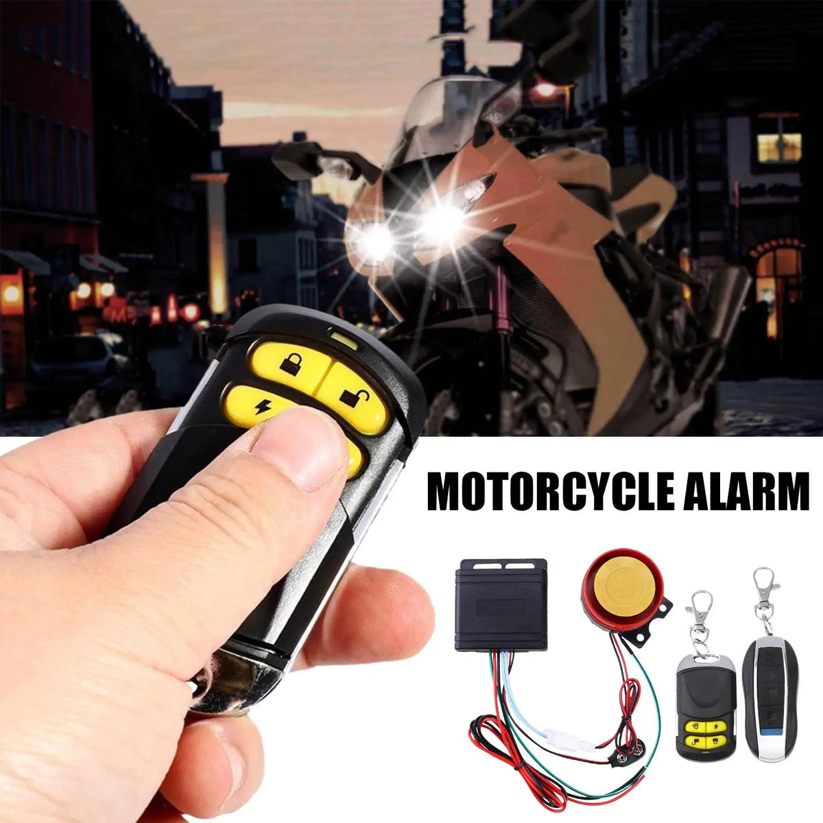 12 V Motorcycle Alarm with Two Remotes and 125 dB Siren