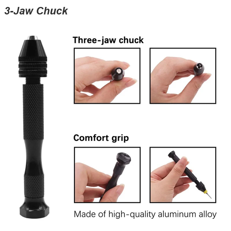 Pin Vise Hand Drill and Micro Bits — 51 or 61 Piece