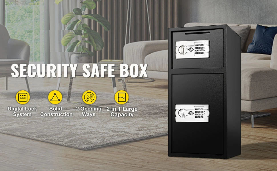 33" Double Door Steel Safe with Digital Lock & Hidden Storage