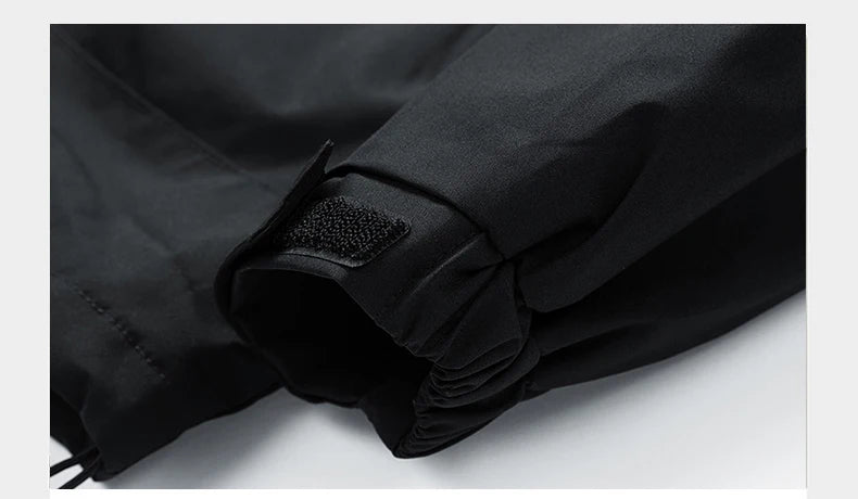 Windbreakers Men Hooded Jacket Zipper Coat Cargo Waterproof Black Bomber Camping Loose Thin Softshell Hooded Hiking Jacket