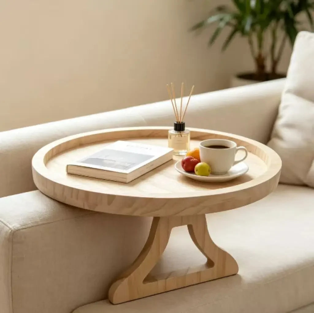Plateau rond amovible pour accoudoir de canapé, 25 cm