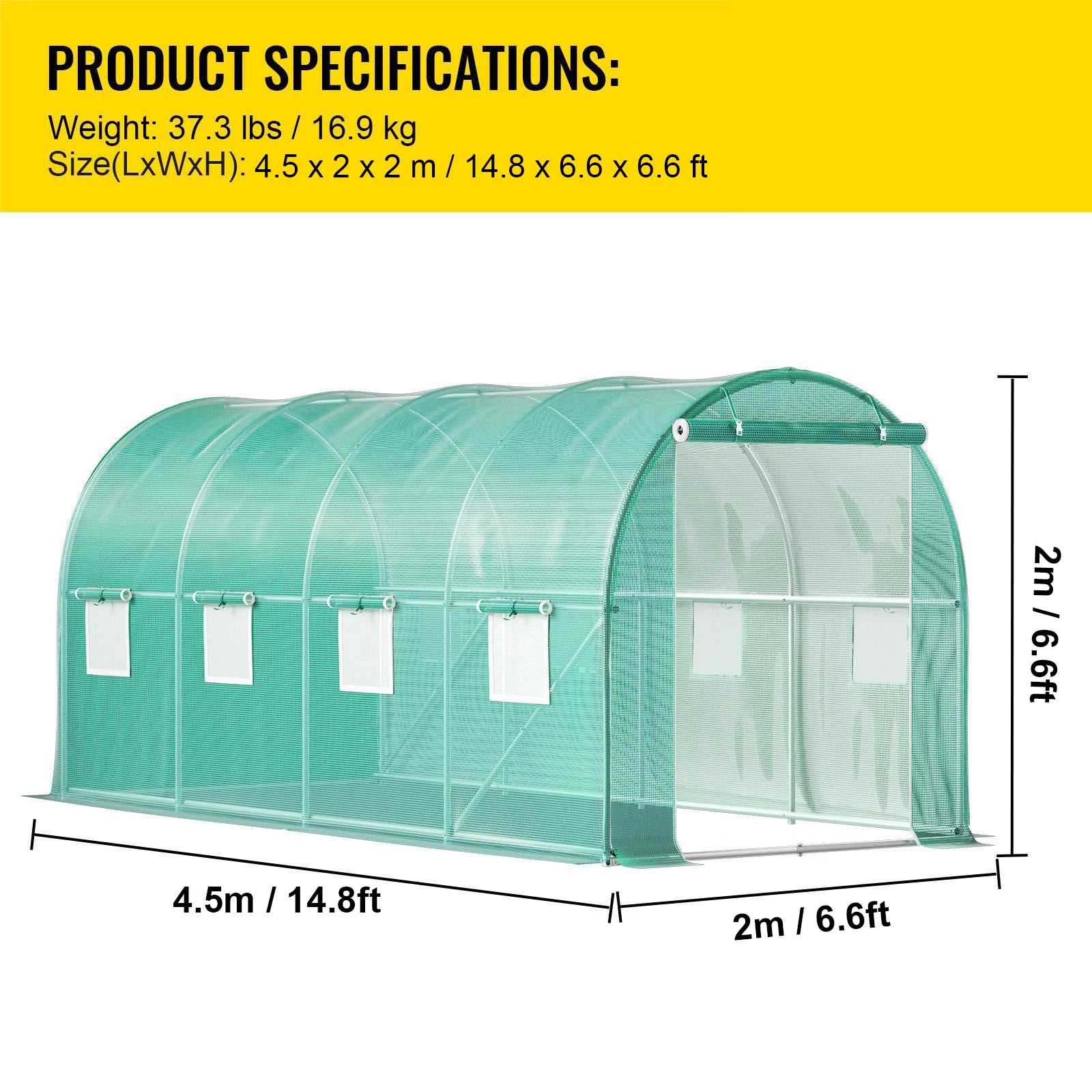 Walk-In Tunnel Greenhouse Galvanized Frame Waterproof Cover