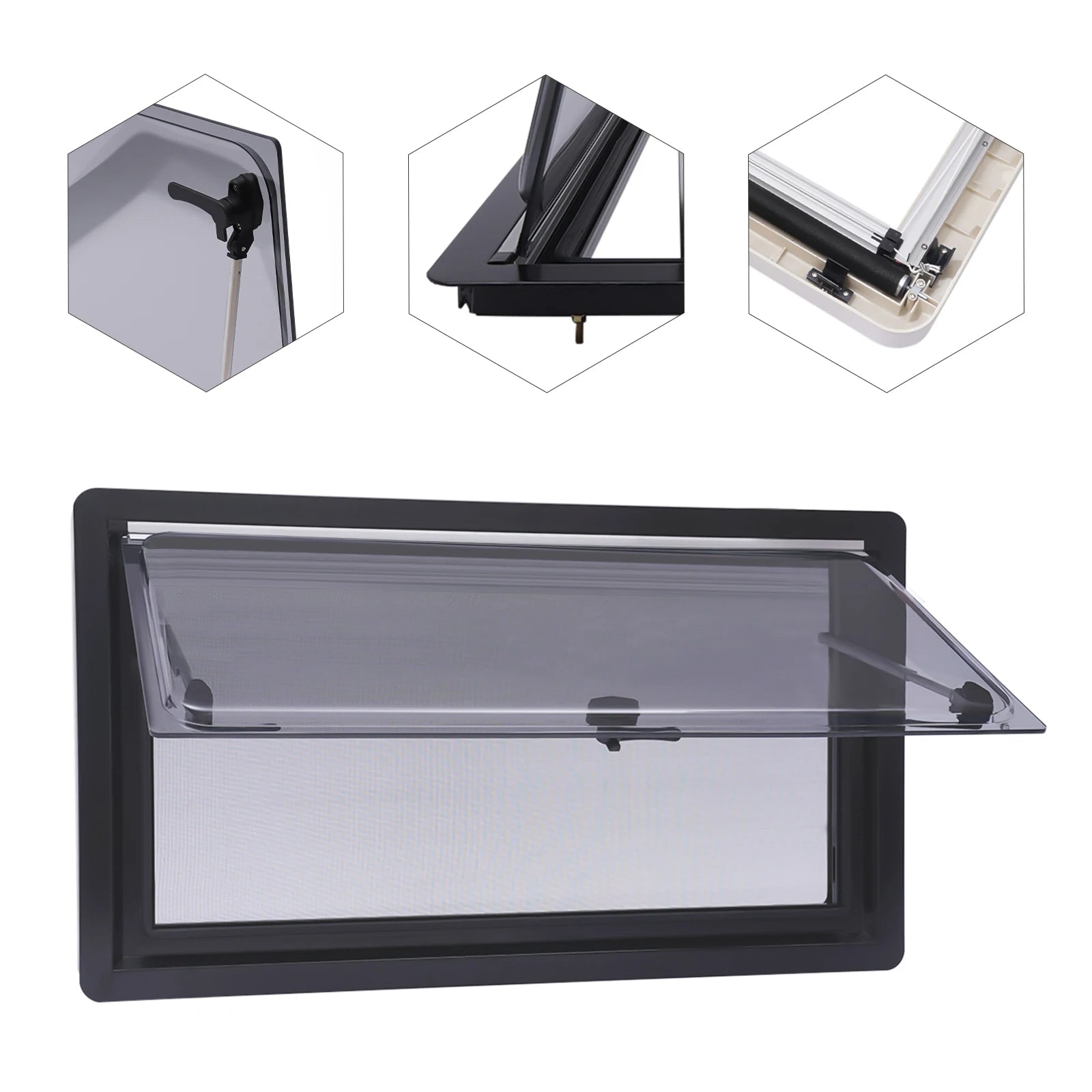 900*500mm Caravan Extrapolated Ventilation Window Sliding Rv Caravan Camper Window Vent Skylight With Blind Screen