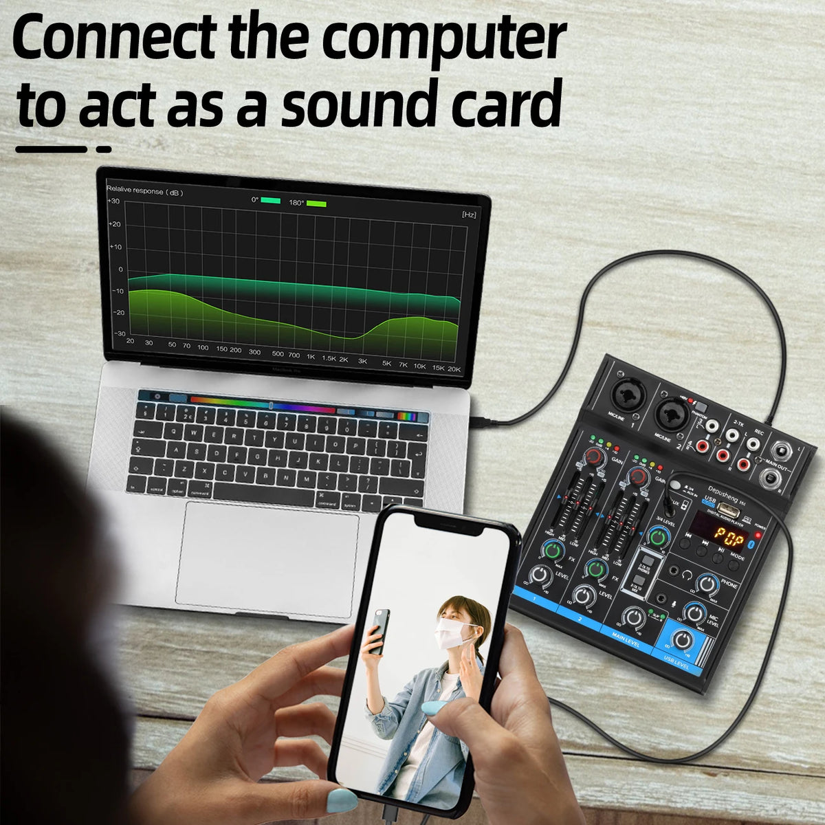 Table de mixage audio USB à quatre canaux M4