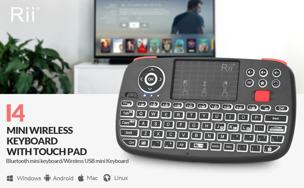 I4 Mini Wireless Keyboard with Touchpad