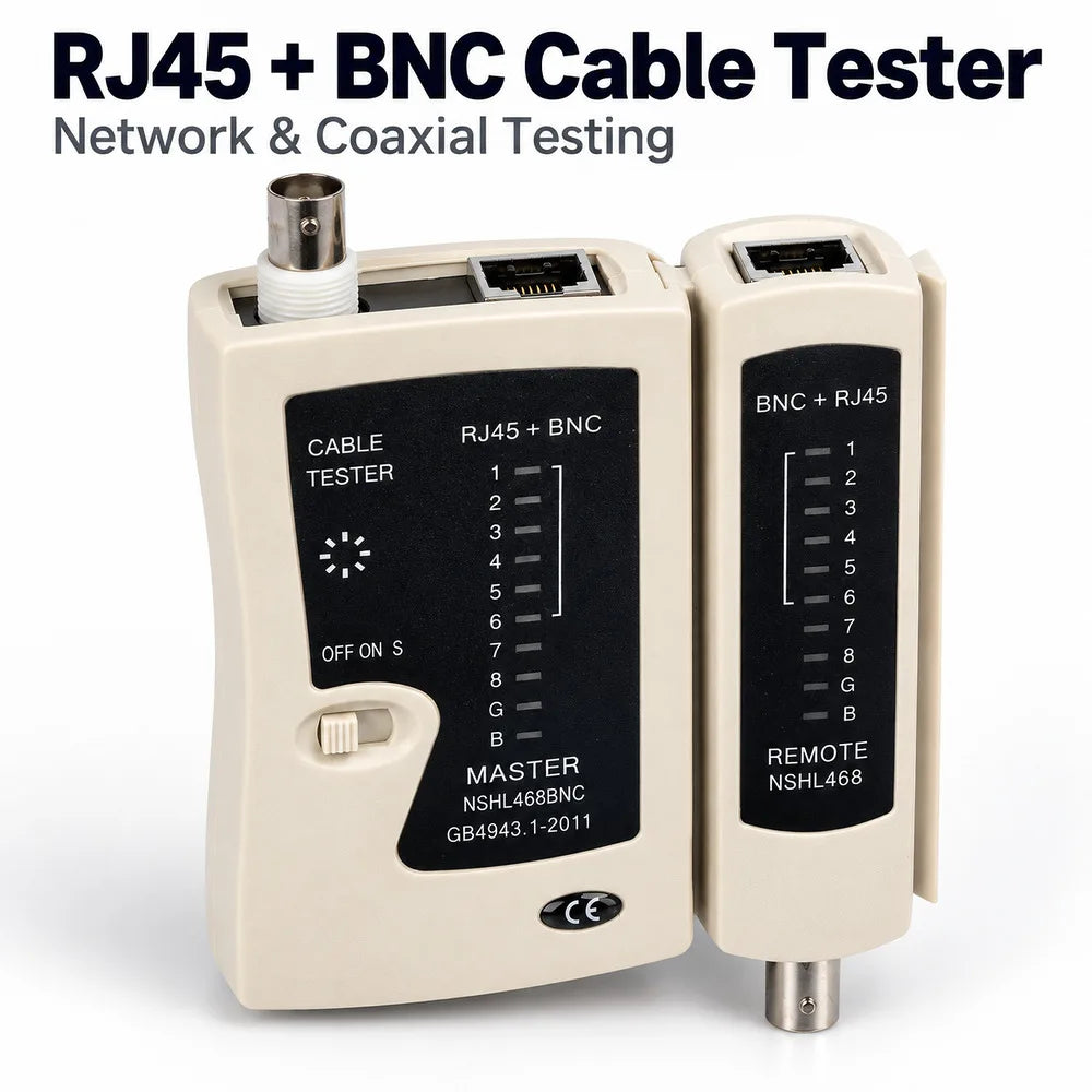 RJ45 and BNC Cable Continuity Tester