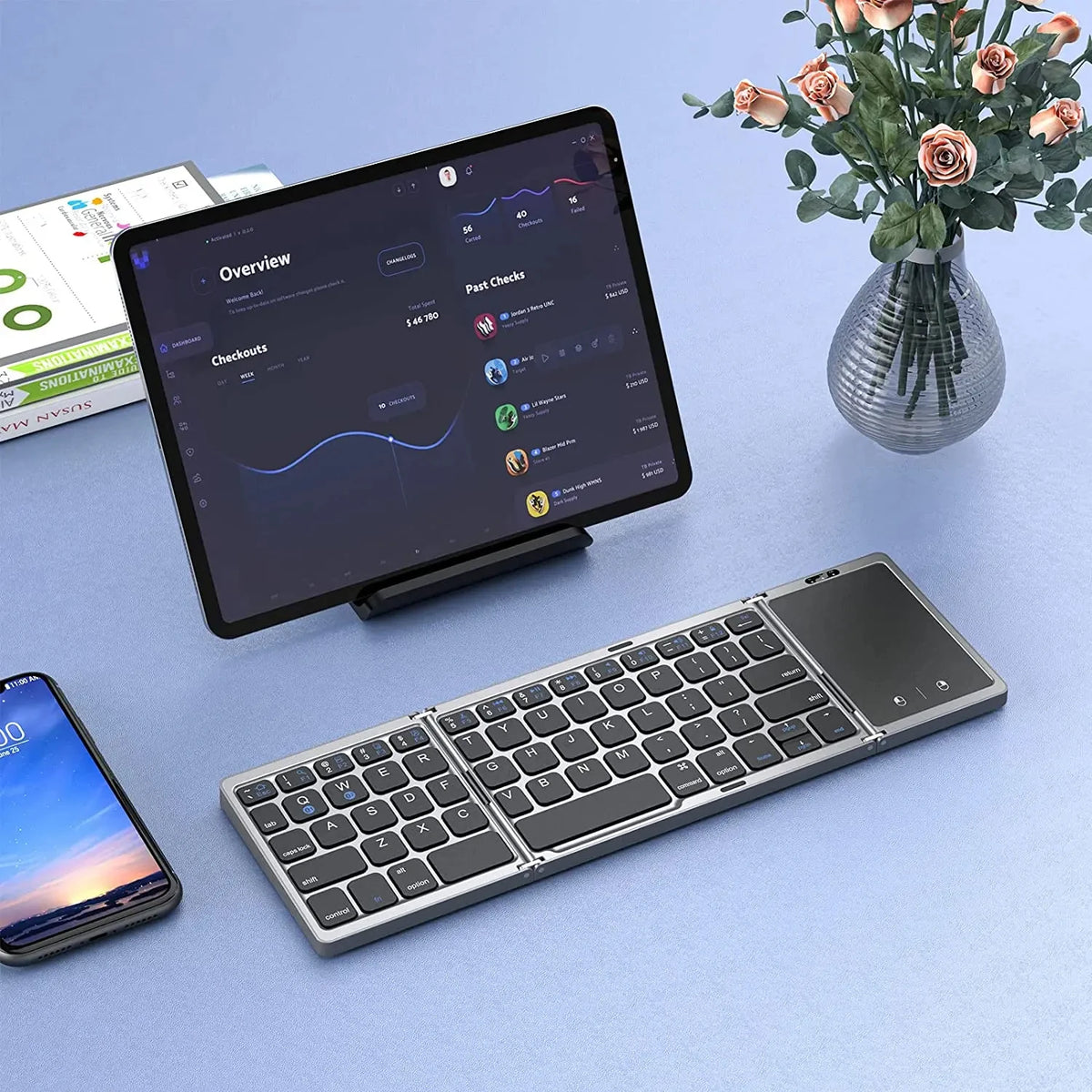 Tastatură Bluetooth pliabilă cu opțiuni de layout