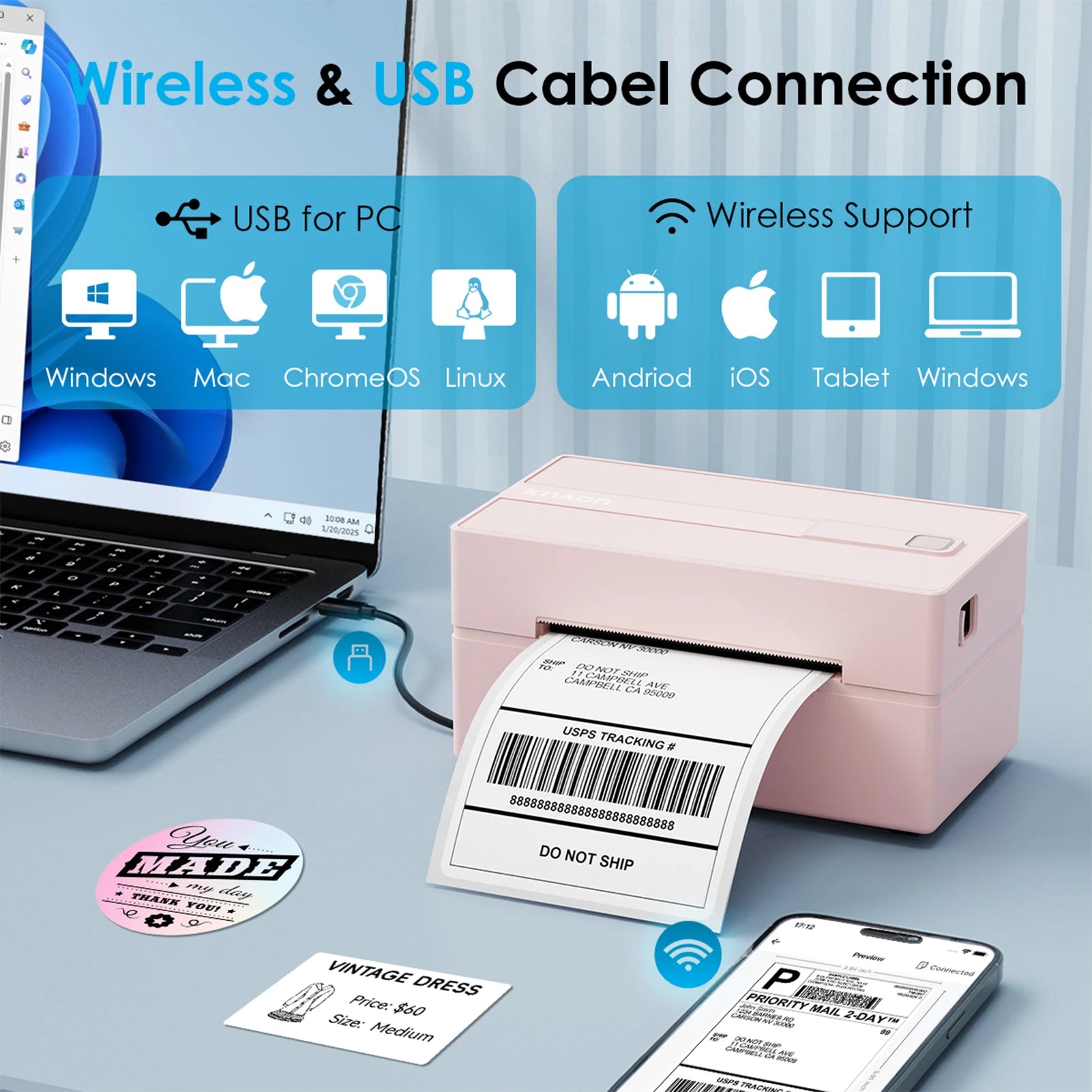 Thermal Label Printer 4x6 Shipping Label Printer for Home Use