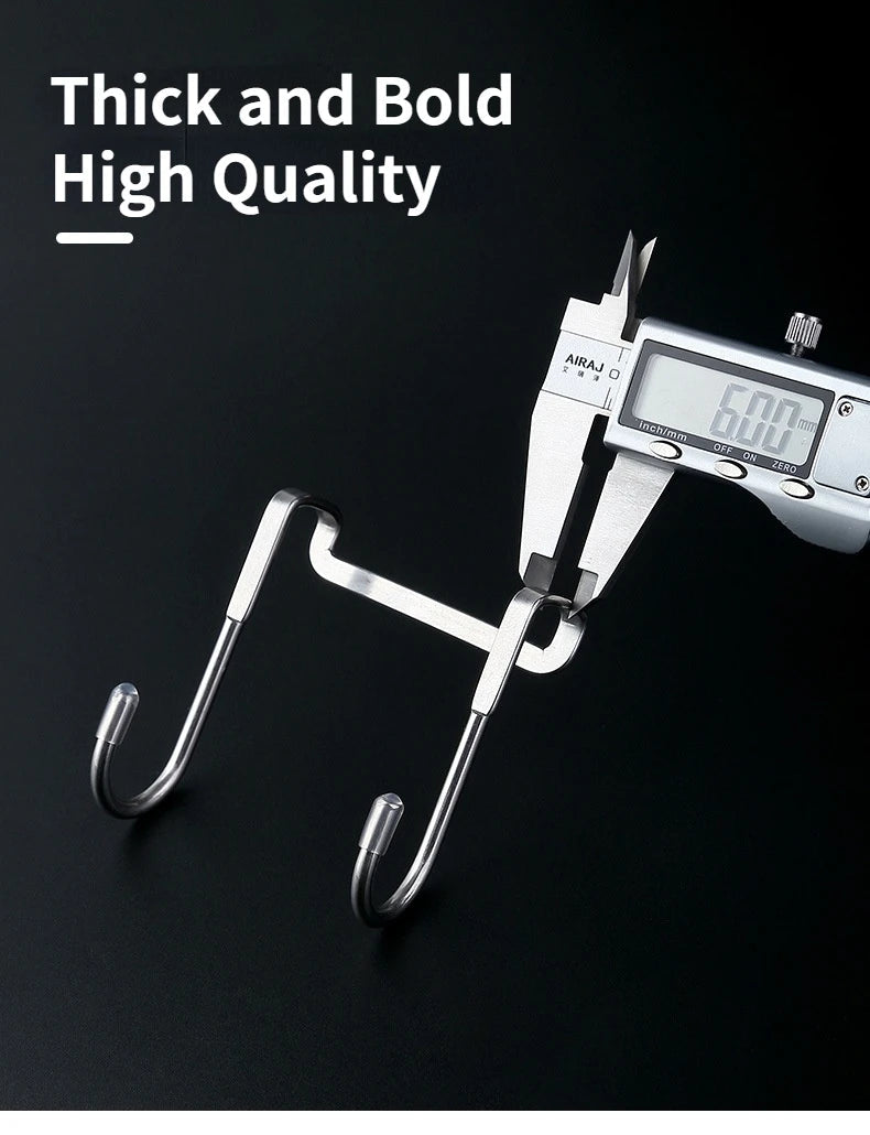 304 Stainless Steel Hook Free Punching Double S-Shape Hook Kitchen Bathroom Cabinet Door Back Type Coat Towel Storage Hanger