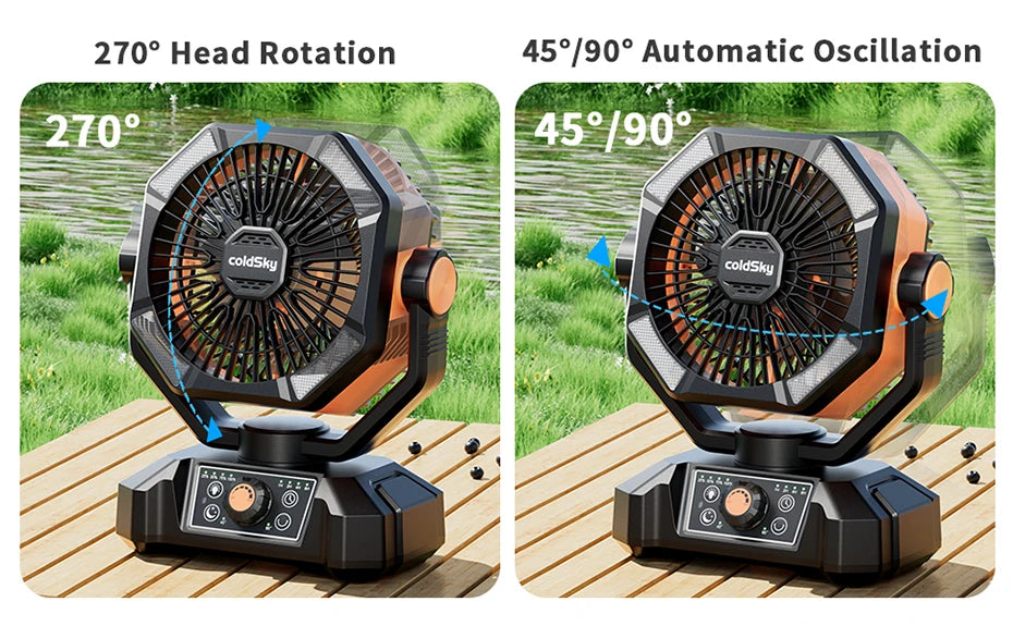 20000mAh Battery Camping Fan with 4 LED Lantern 8 Speeds Desk Fan Portable Outdoor Fan for Outdoor Camping Tent and Fishing