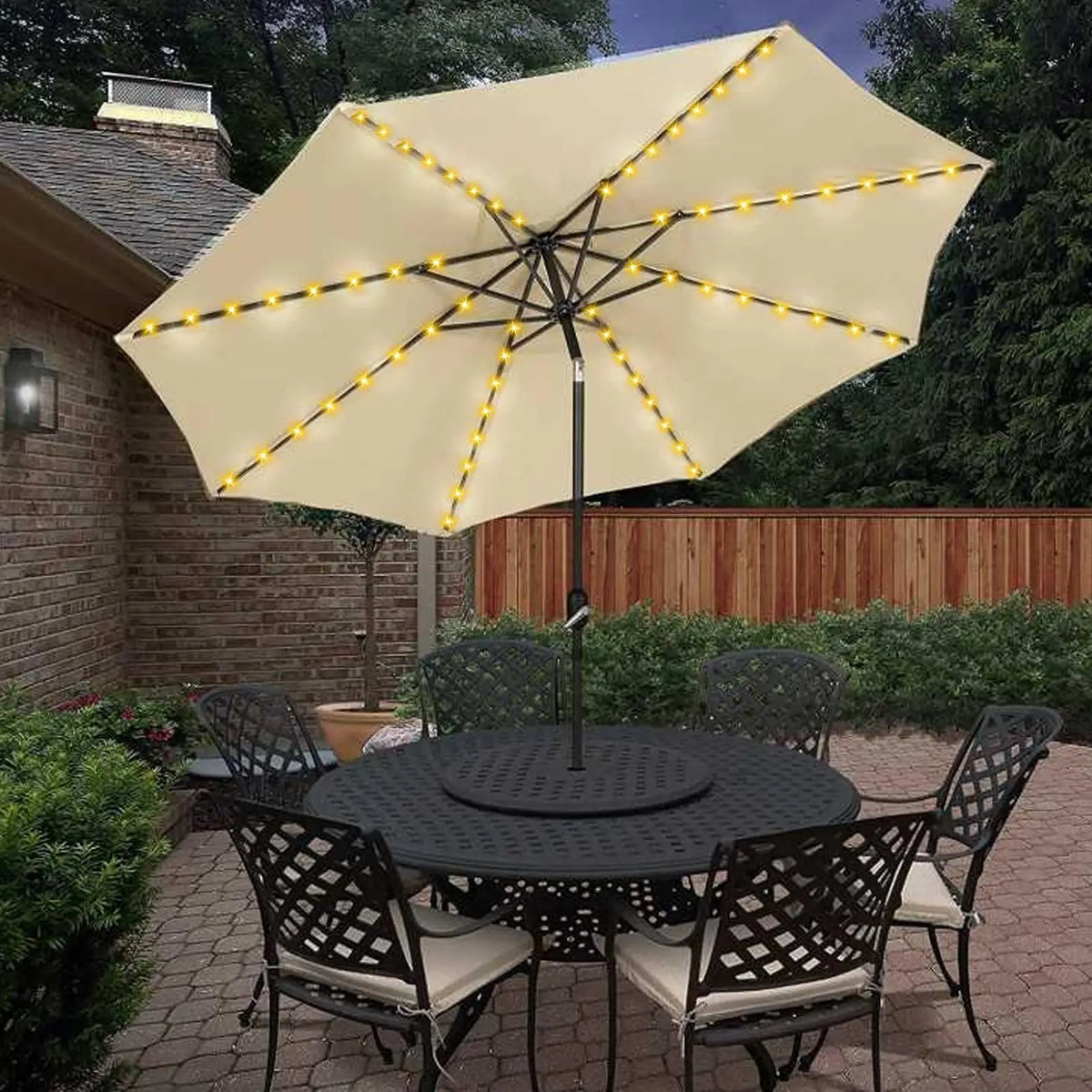 Solárne svetelná reťaz na slnečník, 104 LED diód