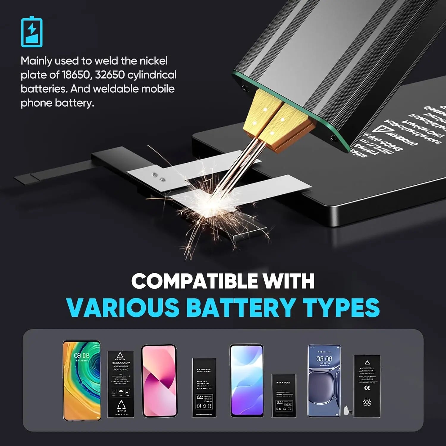 Soudureuse à points portable avec 80 niveaux et batterie 5000mAh