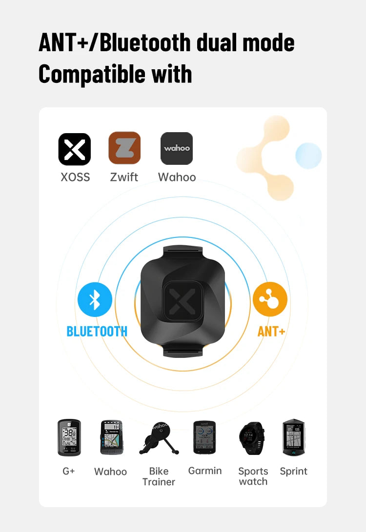 XOSS Vortex Speed Cadence Sensor for Bicycle Computer IPX7 Waterproof 300Hrs Battery Life Bluetooth ANT+ Bike Accessories MTB