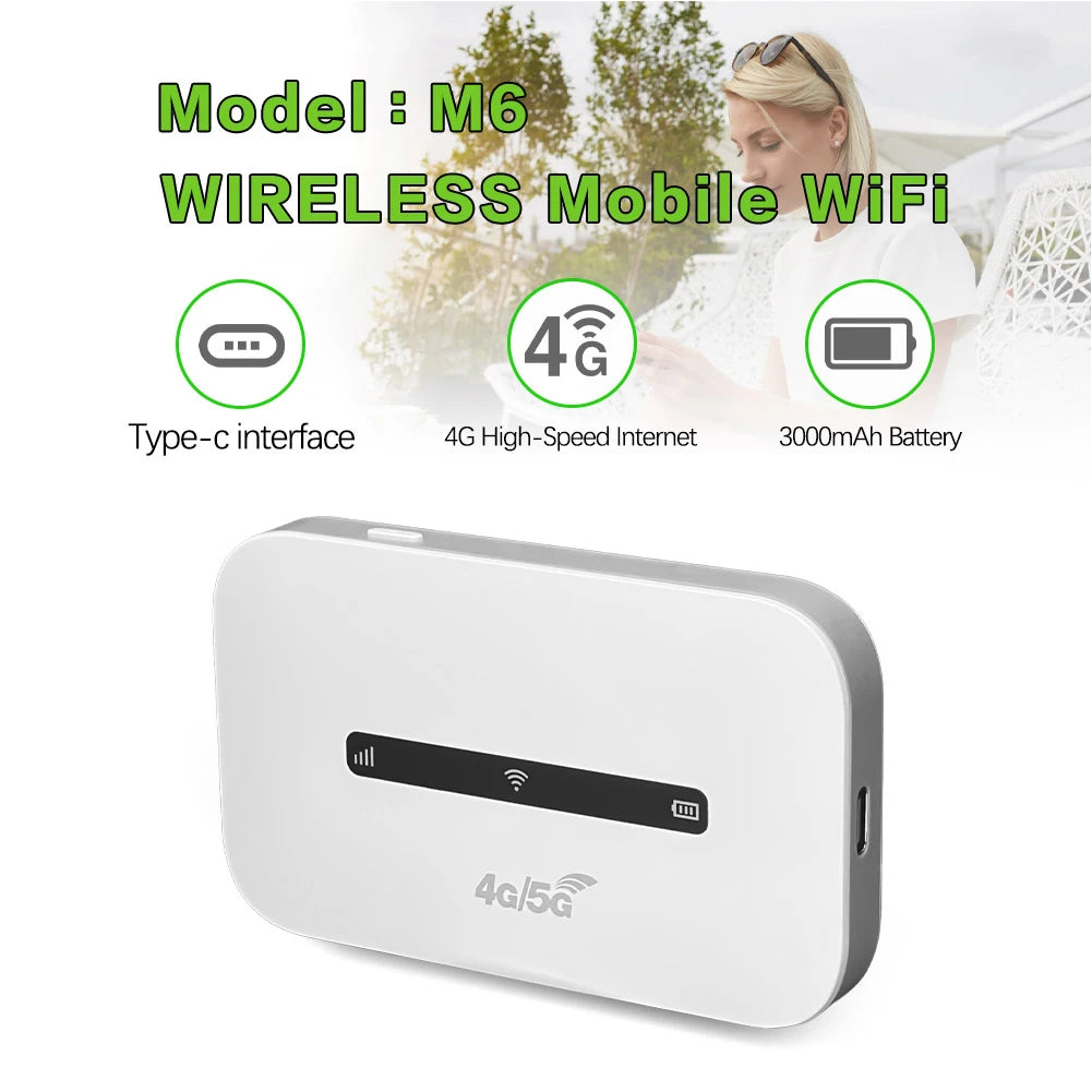 4G LTE Mobile WiFi Router with SIM Slot and Portable Hotspot