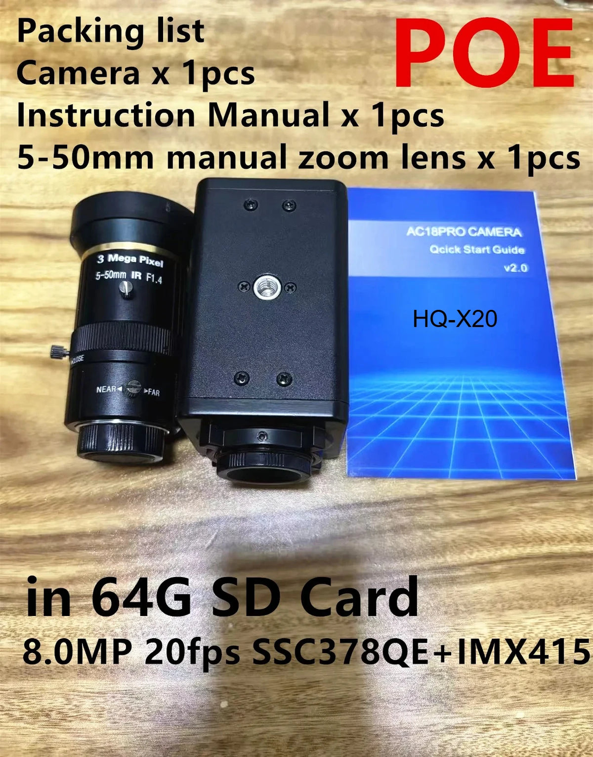 Caméra IP de sécurité 6K 4K avec POE, RTSP, RTMP et détection de mouvement